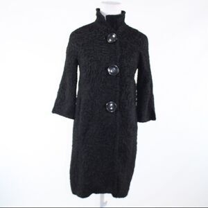 Claude Brown black faux Persian lamb coat 2